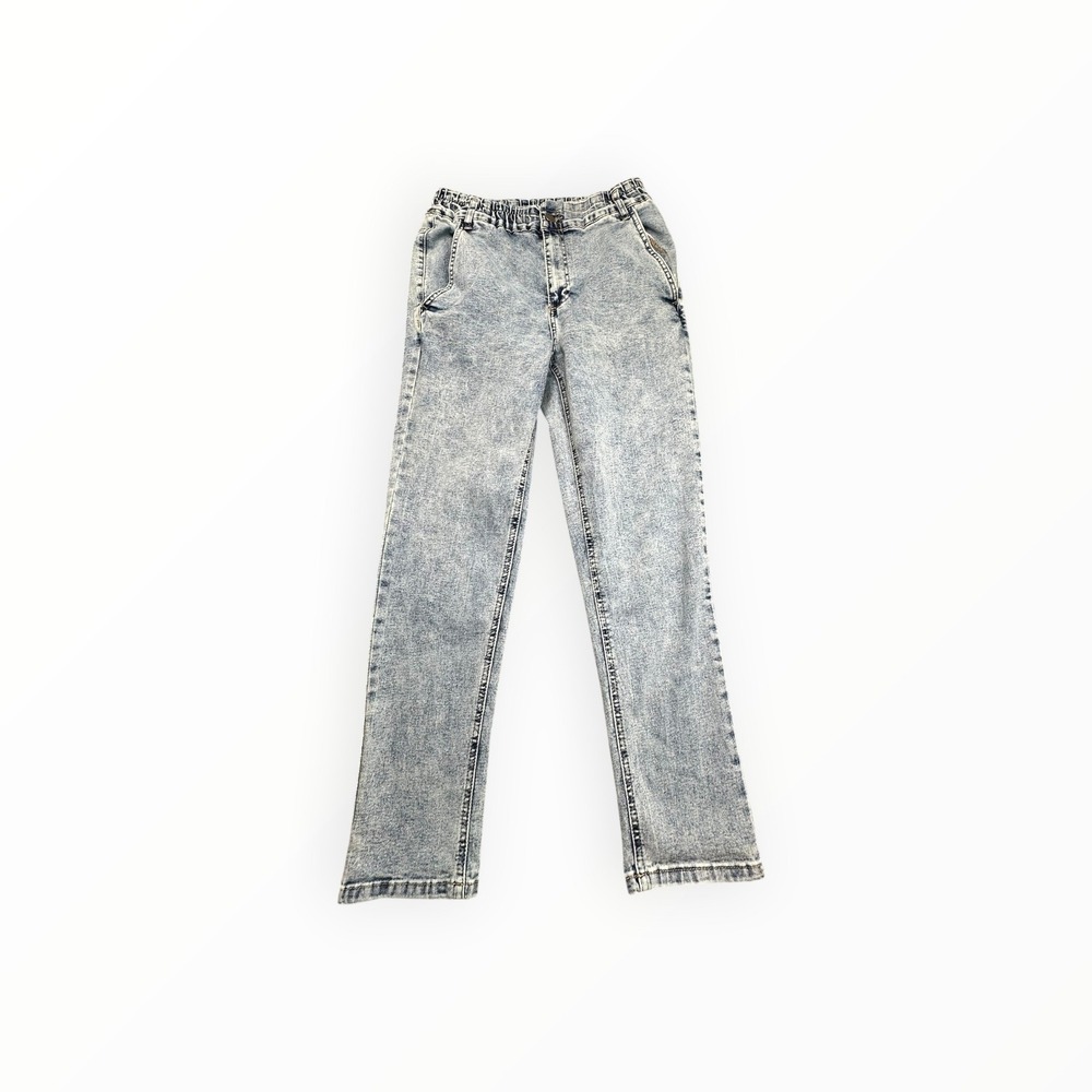 Simple Society Jeans Women 28 Light Blue Acid Wash Straight Leg Elastic Waist‎